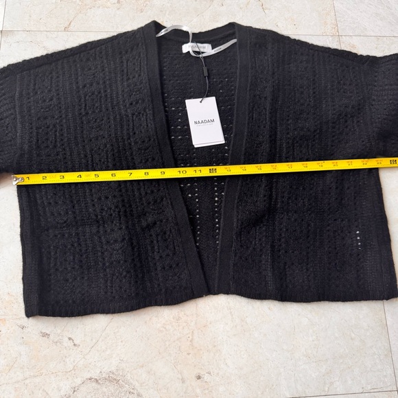NAADAM Black Open-Front Cashmere Crochet Cardigan size M - Picture 7 of 8